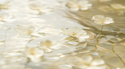 Liquid Serenity: Delicate Reflections in Water with Soft Waves and Natural Lighting Create a Tranquil and Abstract Scene for Design and Wellbeing &ndash; Generative AI