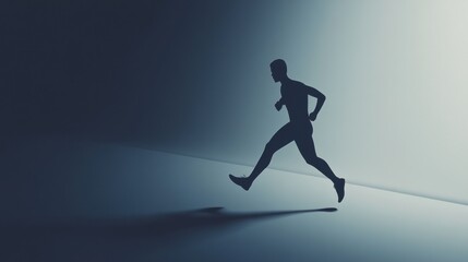 Silhouette of a Runner in Motion Against a Gradient Background Fitness and Health Concept Dyn