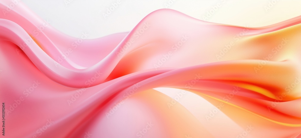 Poster soft flowing fabric in pink and orange hues creating a serene abstract background