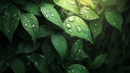 In the cool embrace of spring, a light drizzle cascades, minimalistic and realistic, bringing a refreshing and gentle atmosphere