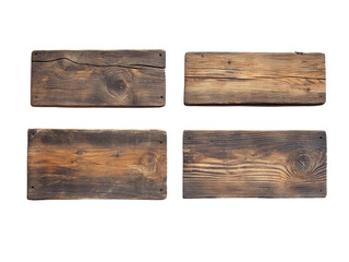 Obraz premium Set of blank empty wooden rustic signage sign board isolated on transparent background.