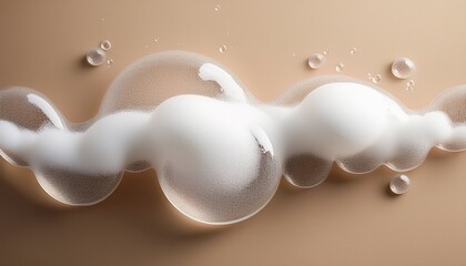 white soap foam on a beige color background generative ai