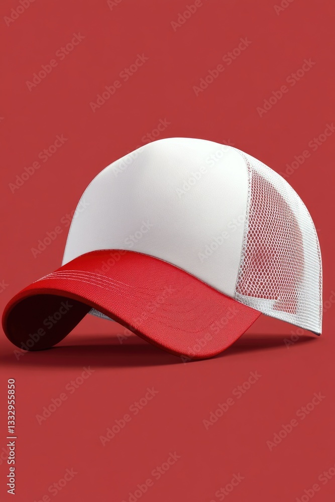 Poster a simple yet eye-catching image of a hat with red and white colors on a solid red background