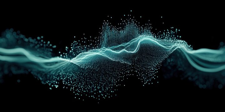 A mesmerizing representation of wave function collapse showcases particles in dynamic movement, revealing the essence of quantum mechanics