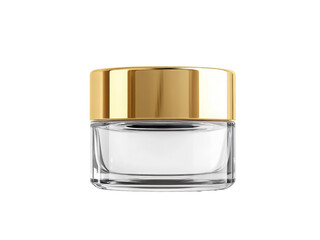 cosmetic container with gold lid isolated on transparent background.