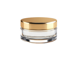 cosmetic container with gold lid isolated on transparent background.