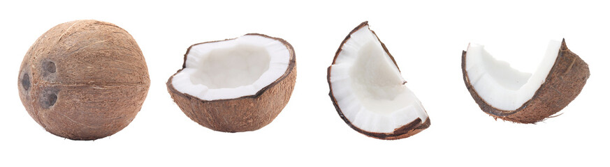 Fototapeta premium Set of fresh coconuts isolated on white