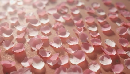 Obraz premium Closeup of pink and white rose petals elegantly on a table
