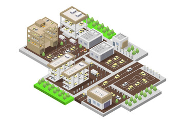 Fototapeta premium Isometric multi-storey car park