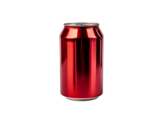 red aluminum soda can isolated on transparent background.