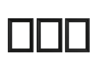Black frame set 3 isolated transparent background.