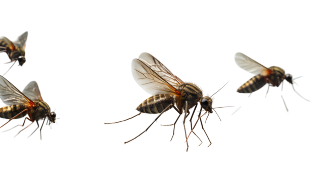Mosquito Swarm Detailed Closeup of Brown Insects, Nature Theme with Pest Focus.