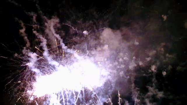 Des feux d'artifice color&eacute;s traversent le ciel au-dessus de la plage, pour le plus grand plaisir des petits et des grands.