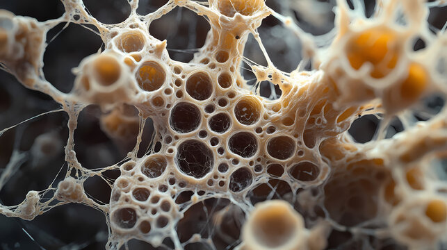 Miniature mycelial cord network: rhizomorph fungi in tilt-shift photography. Subterranean Threads. Illustration