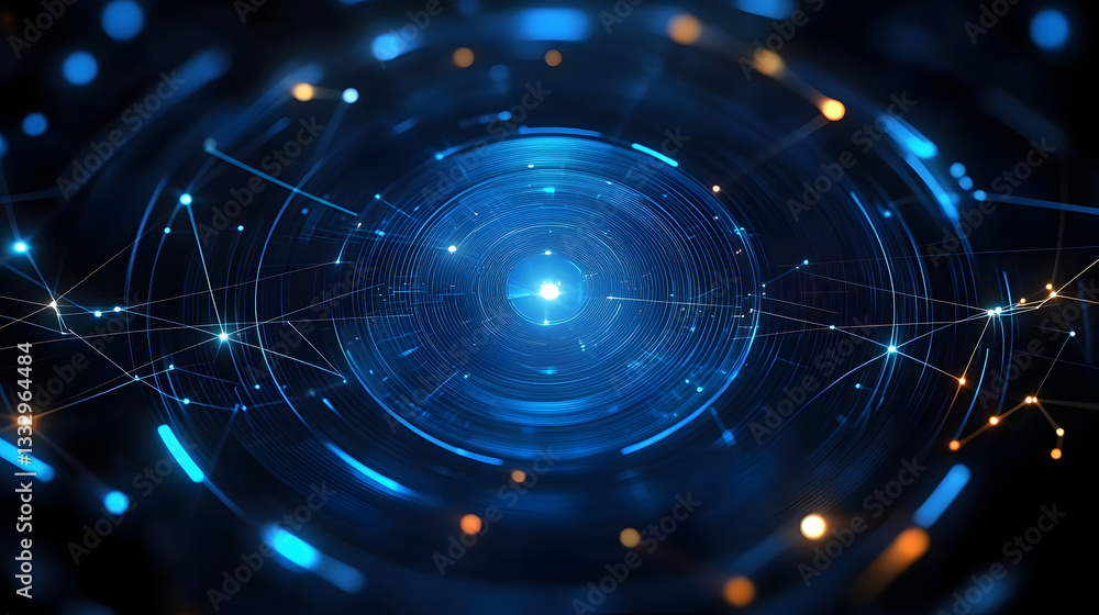 Poster blue abstract technology background circles digital hi-tech technology design background. concept in