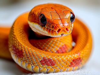 Obraz premium A close up photograph of a vibrant orange snake coiled