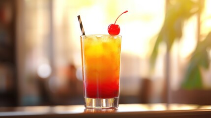 Sunset Tequila Sunrise Cocktail in a Glass