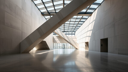 Obraz premium Empty spacious room with concrete walls