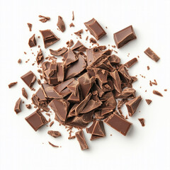 Fototapeta premium chocolate bar pieces, Isolated on white Background.