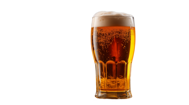 Golden Beer Glass Wooden Table with Barley, Refreshing Lager for Pub Themes.