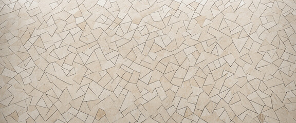 Fototapeta premium fractured stone mosaic texture with abstract geometric pattern in neutral tones, irregular shapes forming interconnected network, modern design with natural aesthetic