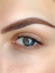 Fototapeta premium A detailed shot of a woman's blue eye, great for use in beauty or fashion contexts