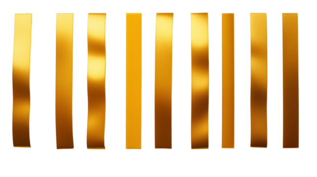 Golden Ribbons Set Luxury Design Elements, Shiny Stripes for Premium Backgrounds.