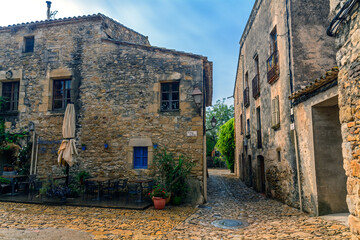 old houses and alley in Pals, Spain