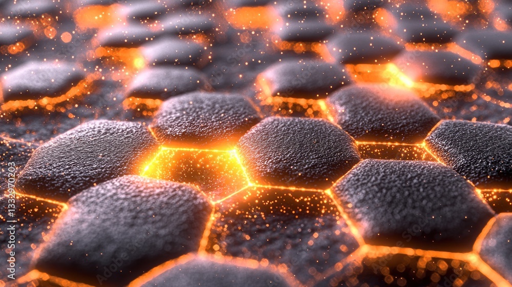 Aufkleber glowing hexagonal structure: abstract art of energy and technology