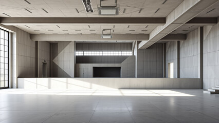 Obraz premium Empty spacious room with concrete walls