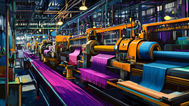 bustling textile weaving