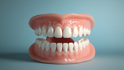 Fototapeta premium : Realistic Smiling Mouth with Perfect White Teeth