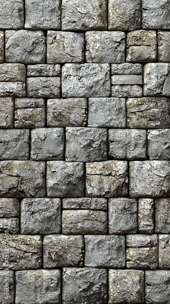 Poster grey stone wall a pattern of rectangular bricks stacked in staggered rows
