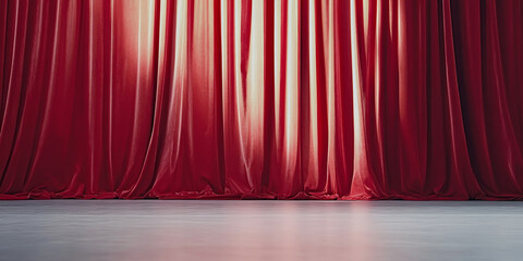 Red Velvet Curtains on White Background