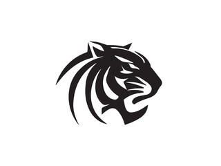 Tiger silhouette. Tiger head silhouette isolated on white background. Tiger logo. Vector logo design.