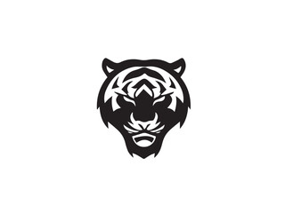 Tiger silhouette. Tiger head silhouette isolated on white background. Tiger logo. Vector logo design.