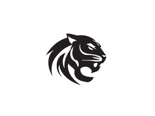 Tiger silhouette. Tiger head silhouette isolated on white background. Tiger logo. Vector logo design.