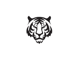 Tiger silhouette. Tiger head silhouette isolated on white background. Tiger logo. Vector logo design.