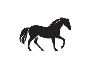 Horse silhouette. Black horse silhouette isolated on white background. Horse vector design.