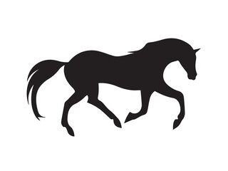 Horse silhouette. Black horse silhouette isolated on white background. Horse vector design.