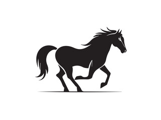 Horse silhouette. Black horse silhouette isolated on white background. Horse vector design.