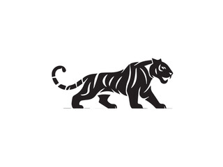 Tiger silhouette. Black Tiger silhouette isolated on white background. Tiger vector design.