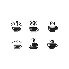 Obraz premium coffee cup icon SET VECTOR SILHOUETEE.Set of four simple black and white coffee cup icons.