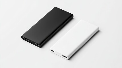 Power Bank Mockup in Black and White – Realistic Vector Illustration
