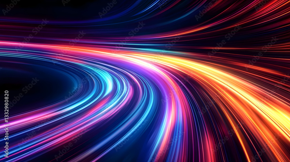 Poster modern abstract high-speed light effect. abstract background with curved beams of light. technology 