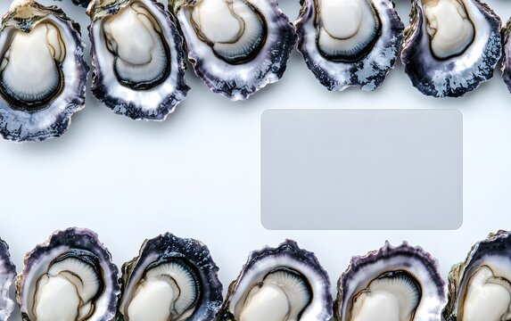 Fresh Oysters Shellfood Border Mockup with Blank Space