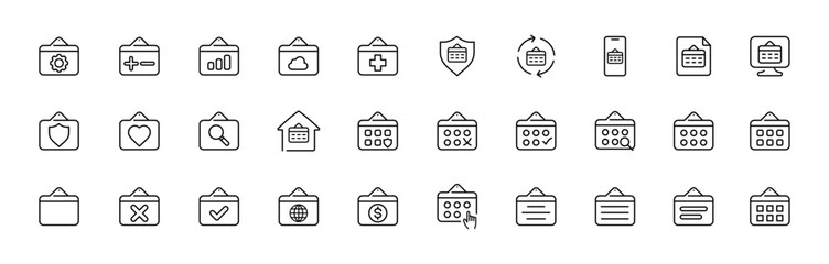 set of minimalist calendar and interface icons in line art design