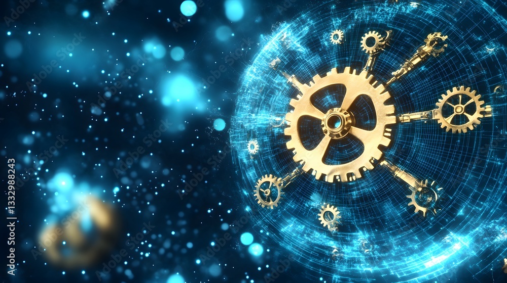 Wall mural a time machine blueprint displaying intricate gears, energy conduits, and a dimensional rift generat
