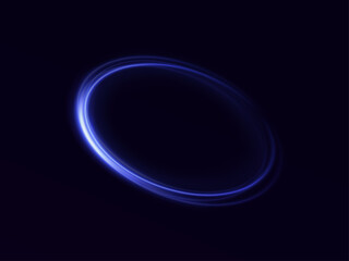 Round light frame. Abstract light lines of movement and speed. Glowing circle. Vector graphics. Ring movement effect on dark background.