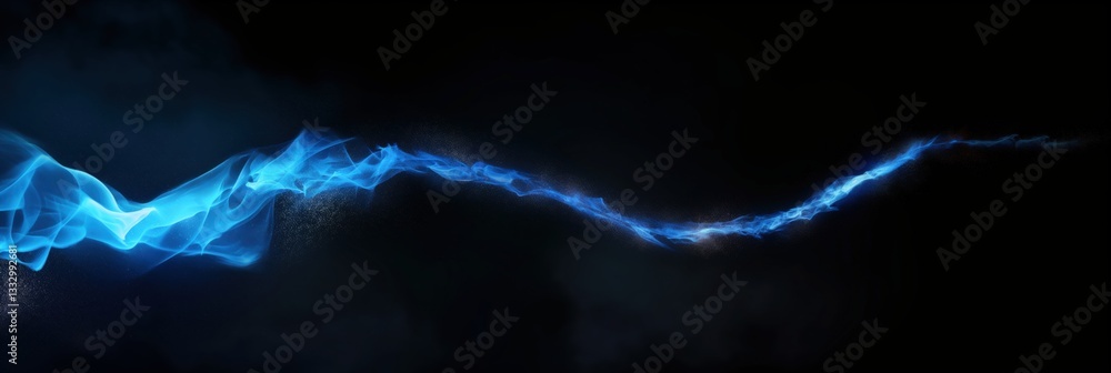 Poster vibrant blue waves of abstract forms weave through space, representing energy, creativity, and the c